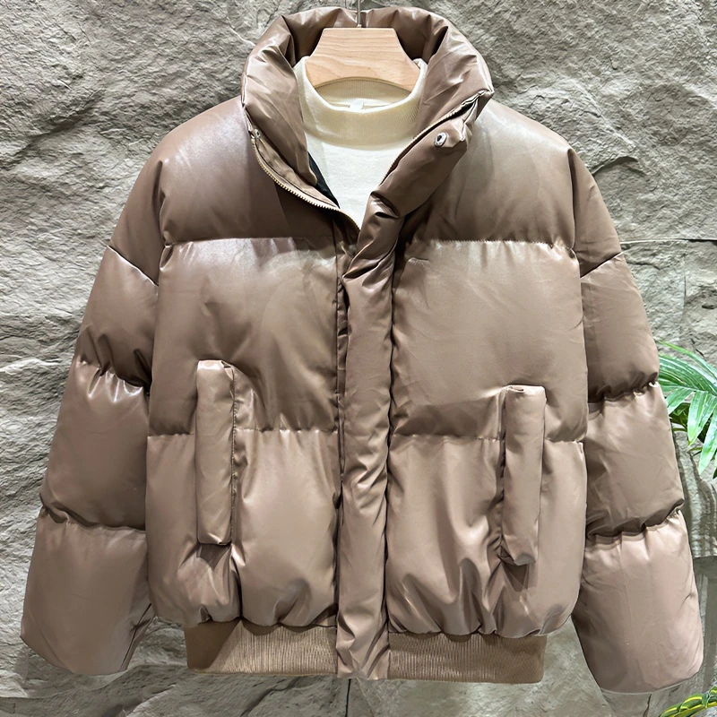 pu皮棉服男冬季美式高街短款加厚保暖棉袄外套潮流高端宽松皮棉袄