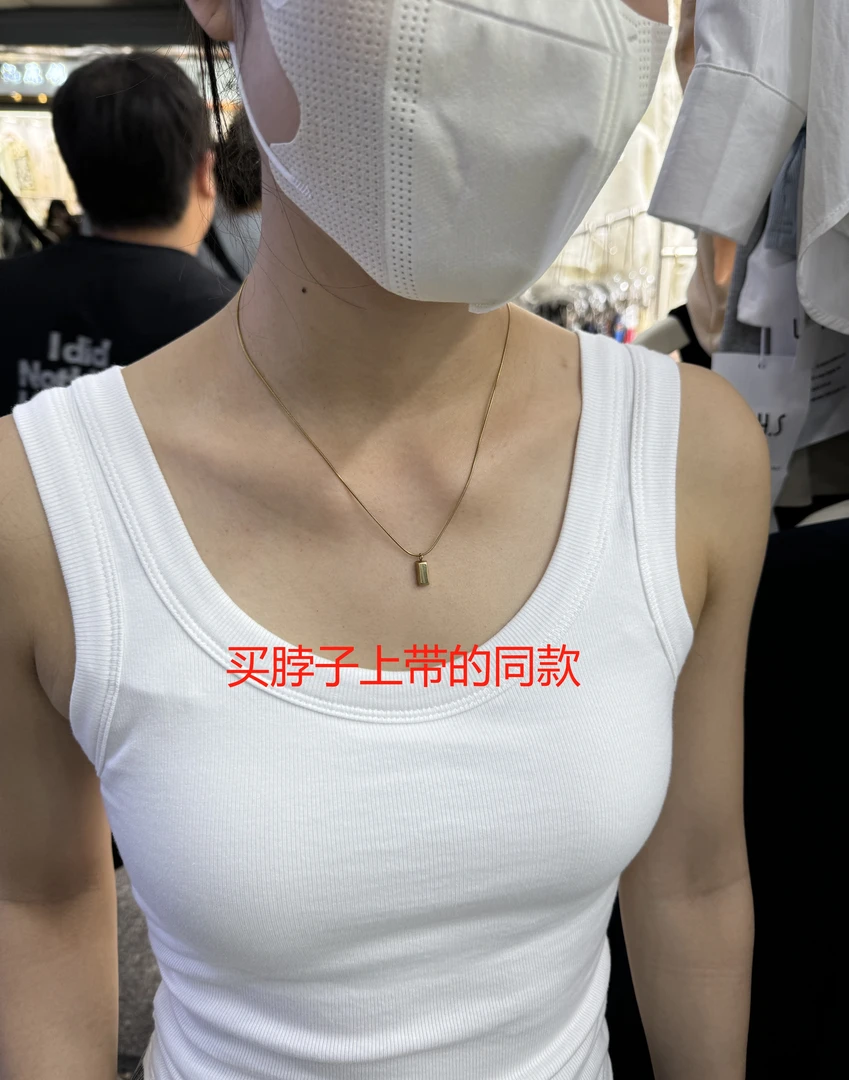 钛钢项链 高品质钛钢轻奢小金砖项链948