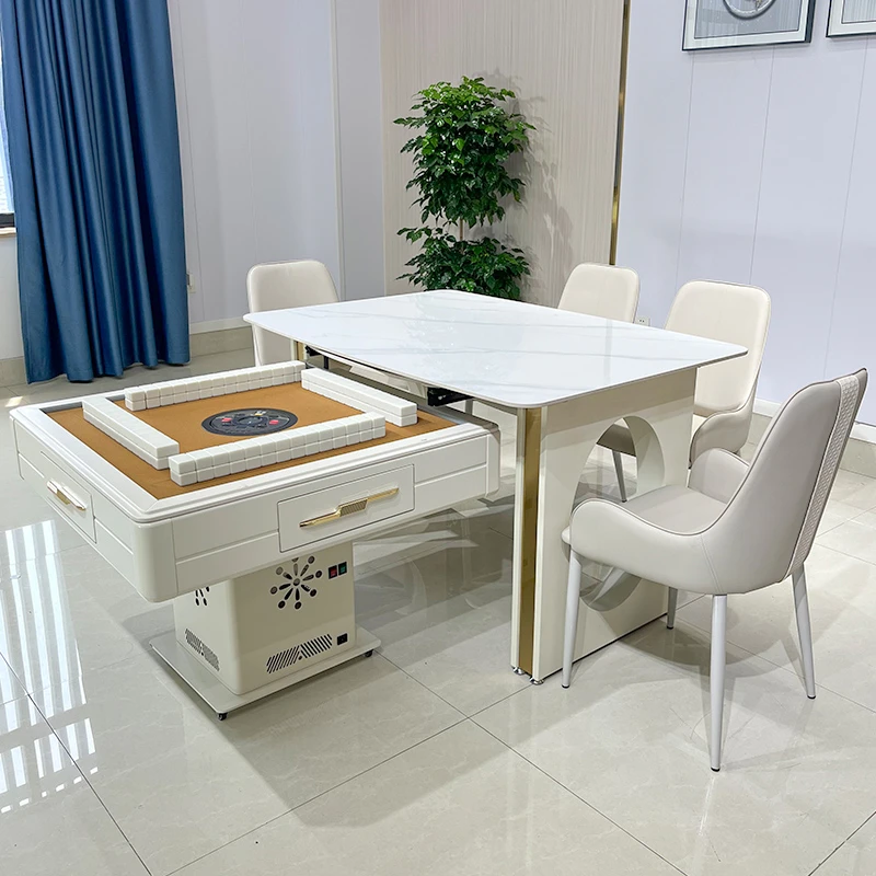 岛台升降麻将桌餐桌两用全自动麻将机家用一体多功能实木折叠烤火