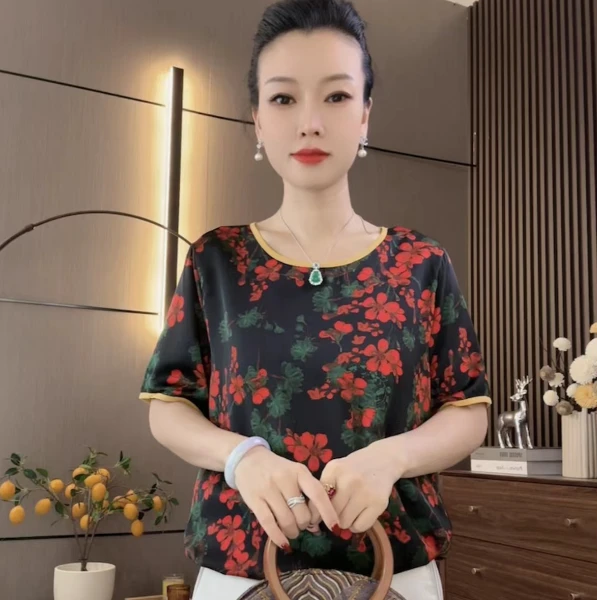 〖山谷花〗2024新款时尚遮肉显瘦衬衫上衣洋气百搭