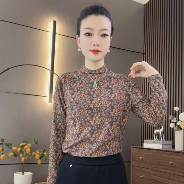 〖C317〗秋冬新款时尚遮肉显瘦微米绒打底上衣洋气百搭保暖加厚