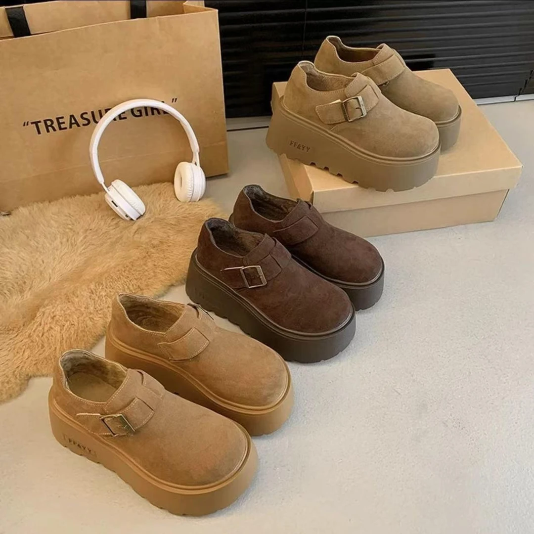复古美拉德2024年新款厚底增高百搭休闲女鞋7605