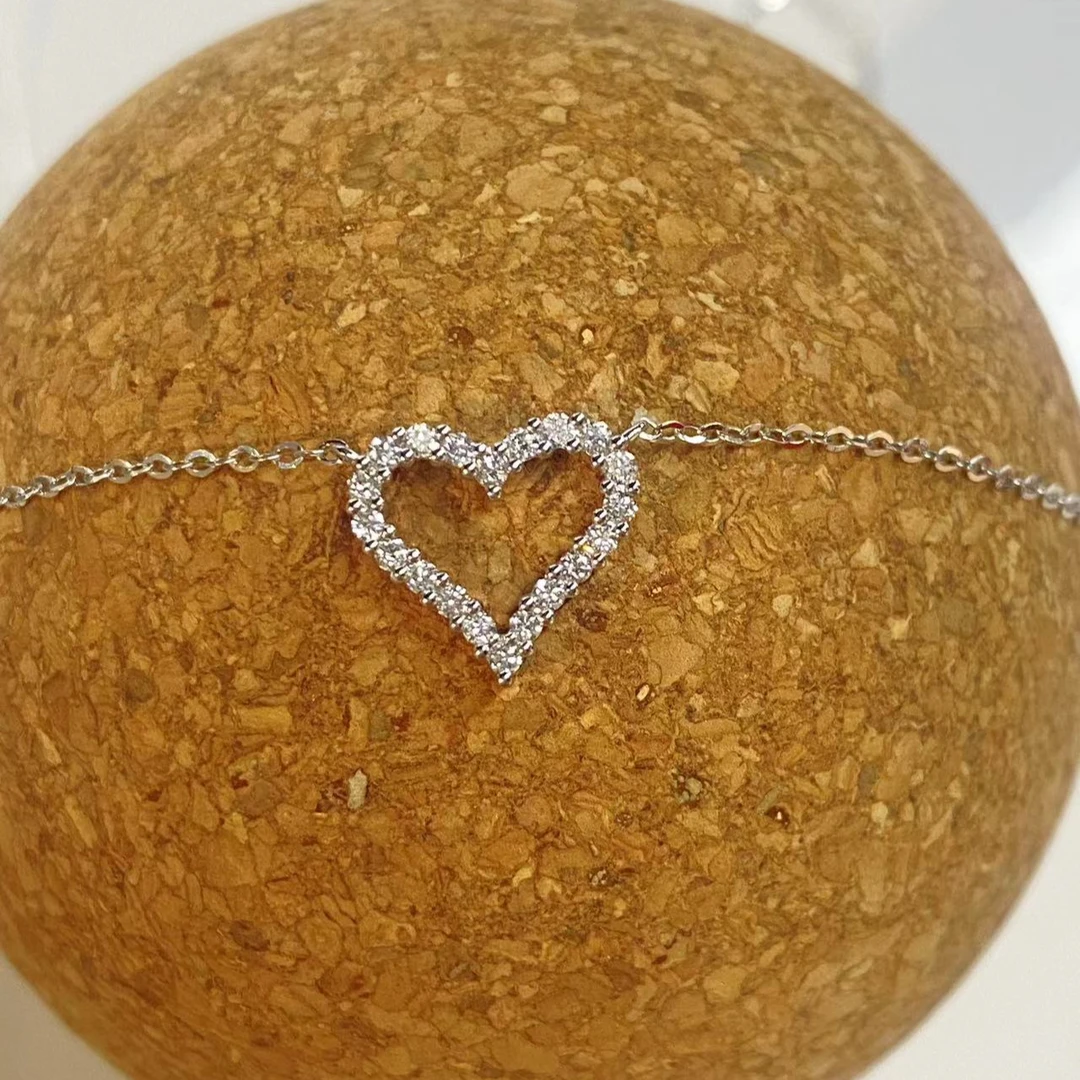 实验室培育钻石18K金镶嵌培育钻石心形简约大方气质精美钻石项链