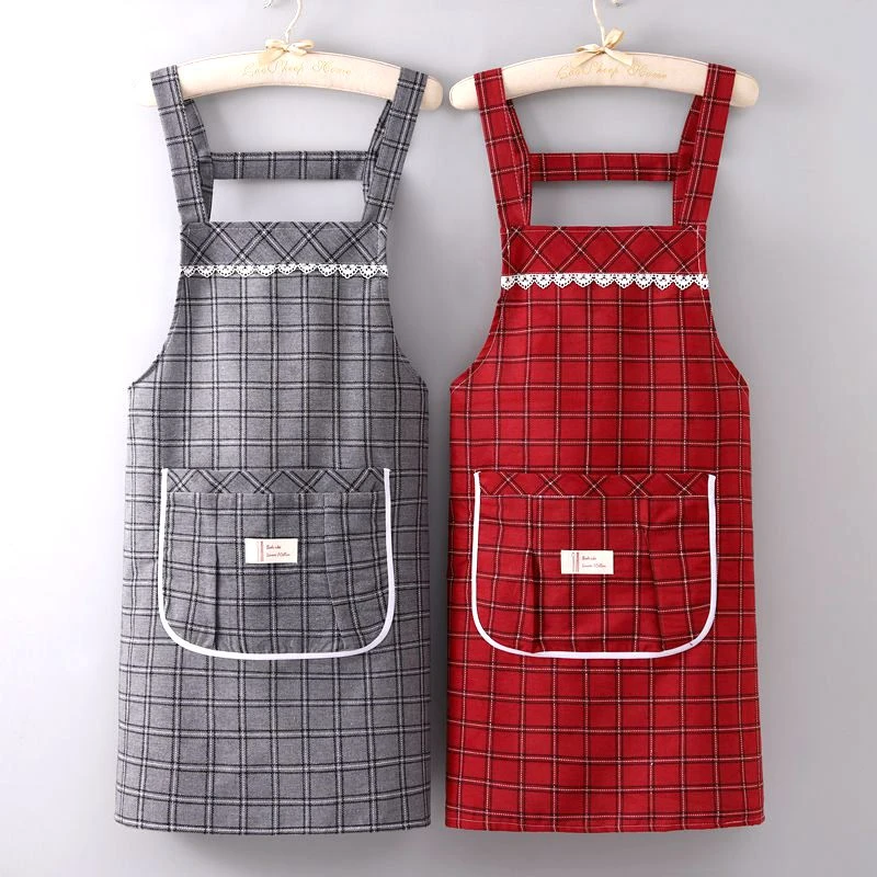 纯棉女士围裙家用厨房做饭透气棉麻工作网红韩版洋气薄款成人罩衣