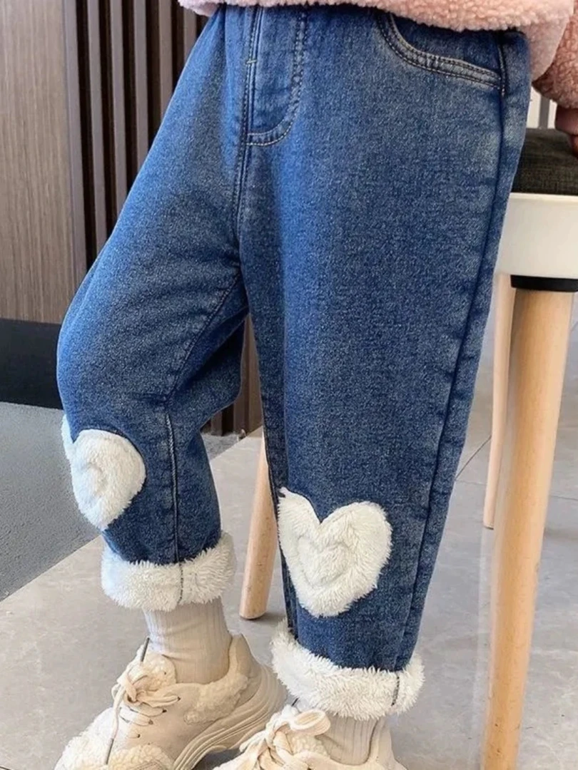 090儿童加绒牛仔裤子