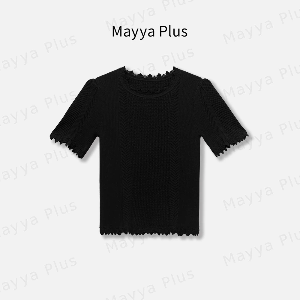 【温柔女孩】Mayya Plus时尚新品轻奢气质显瘦百搭针织上衣32426933