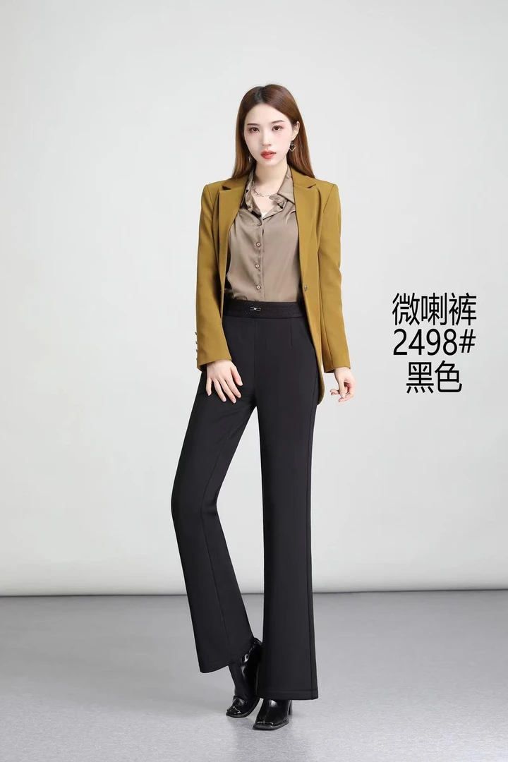 显瘦高腰加绒微喇裤2498