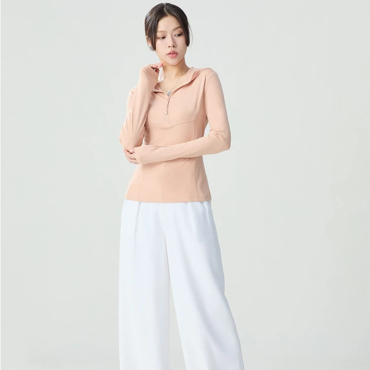 AMASS阿玛施 休闲时尚连帽透气修身长袖上衣女士5301062 气质显瘦