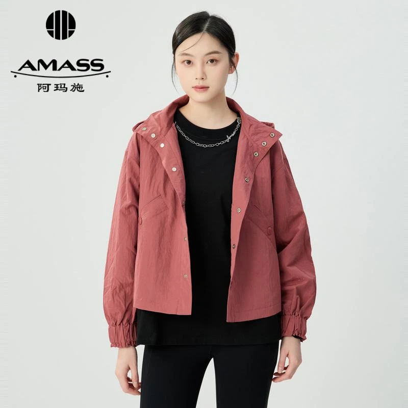 AMASS阿玛施 新款户外山系工装风连帽口袋夹克5400865 时尚休闲女