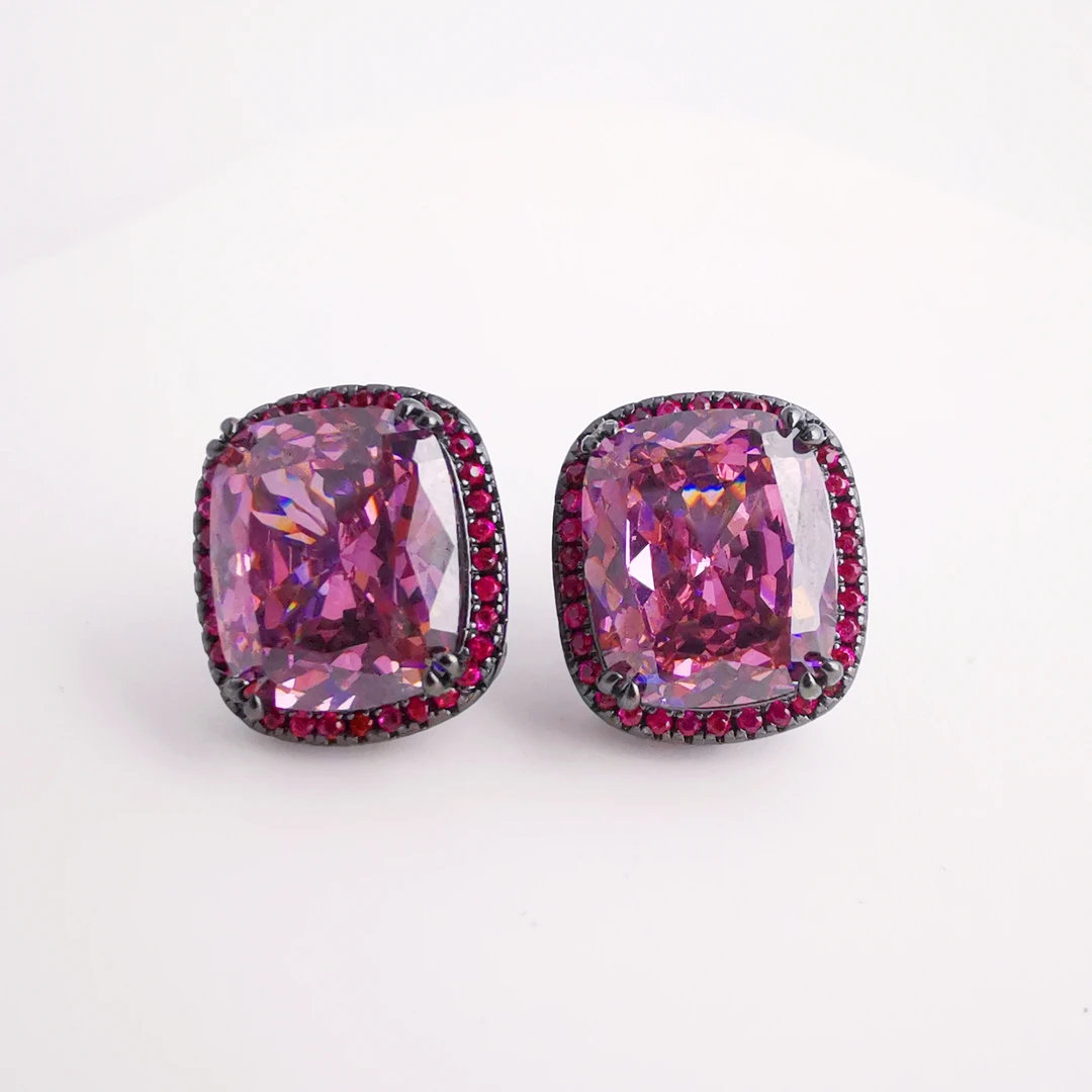 铜合金耳饰 轻奢设计师款黑金干枯玫瑰耳钉耳饰~7114