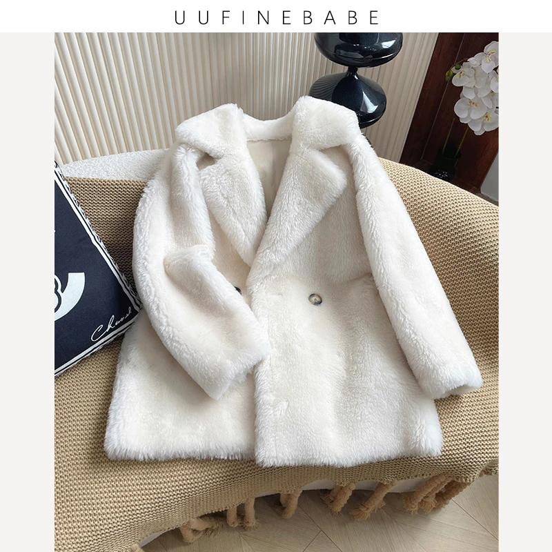 UUFINEBABE “月落星辰” 白色洛曼秋冬新品老钱风慵懒感中长款外套