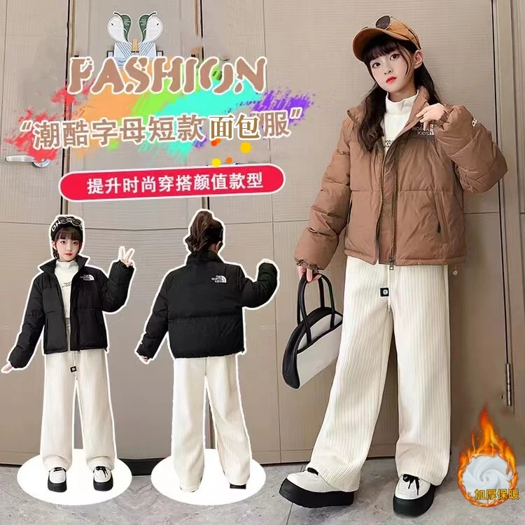女童冬装绒服韩版外套中大童休闲洋气短款面包服潮儿童时尚保暖