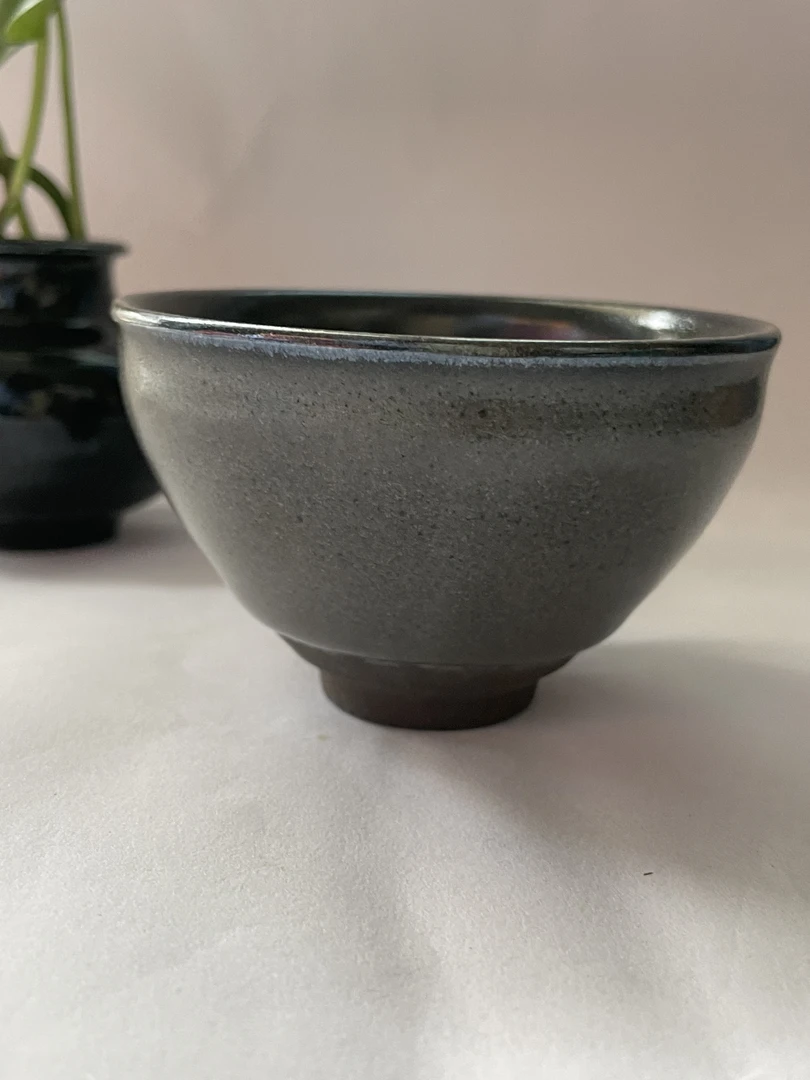 黑瓷建盏斗笠盏主人杯茶杯灰贝建盏、龙窑柴烧、茶盏、灰贝