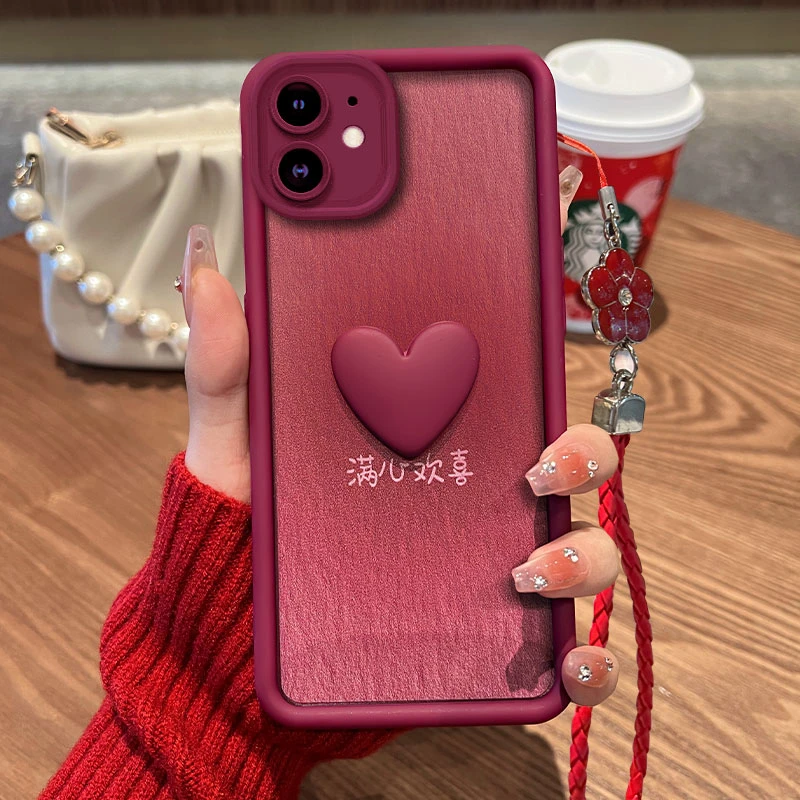 适用苹果11/iphone12手机壳立体爱心满心欢喜天眼耐脏12MINI保护