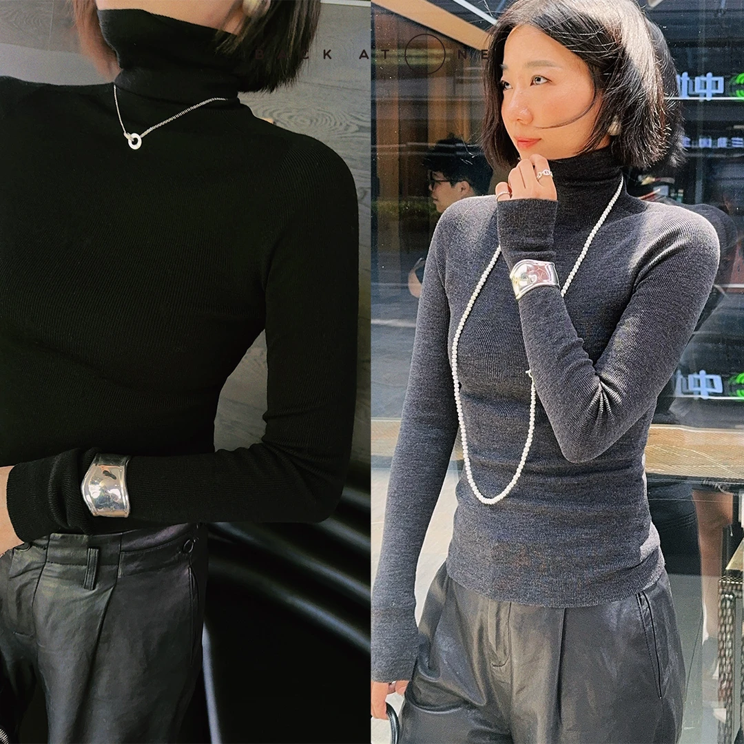 BackAtOne “奢柔拥抱”时尚百搭无缝一体高领打底衫 BEF-1AB017B-K