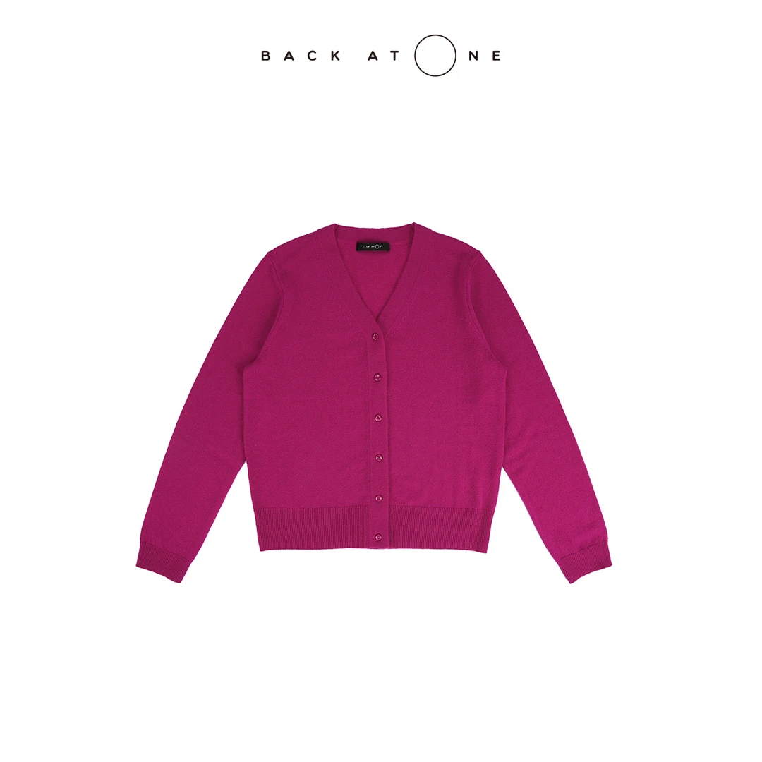 BackAtOne “高智焕彩”时尚软糯百搭玫紫色针织开衫 BEF-1AB097B-K