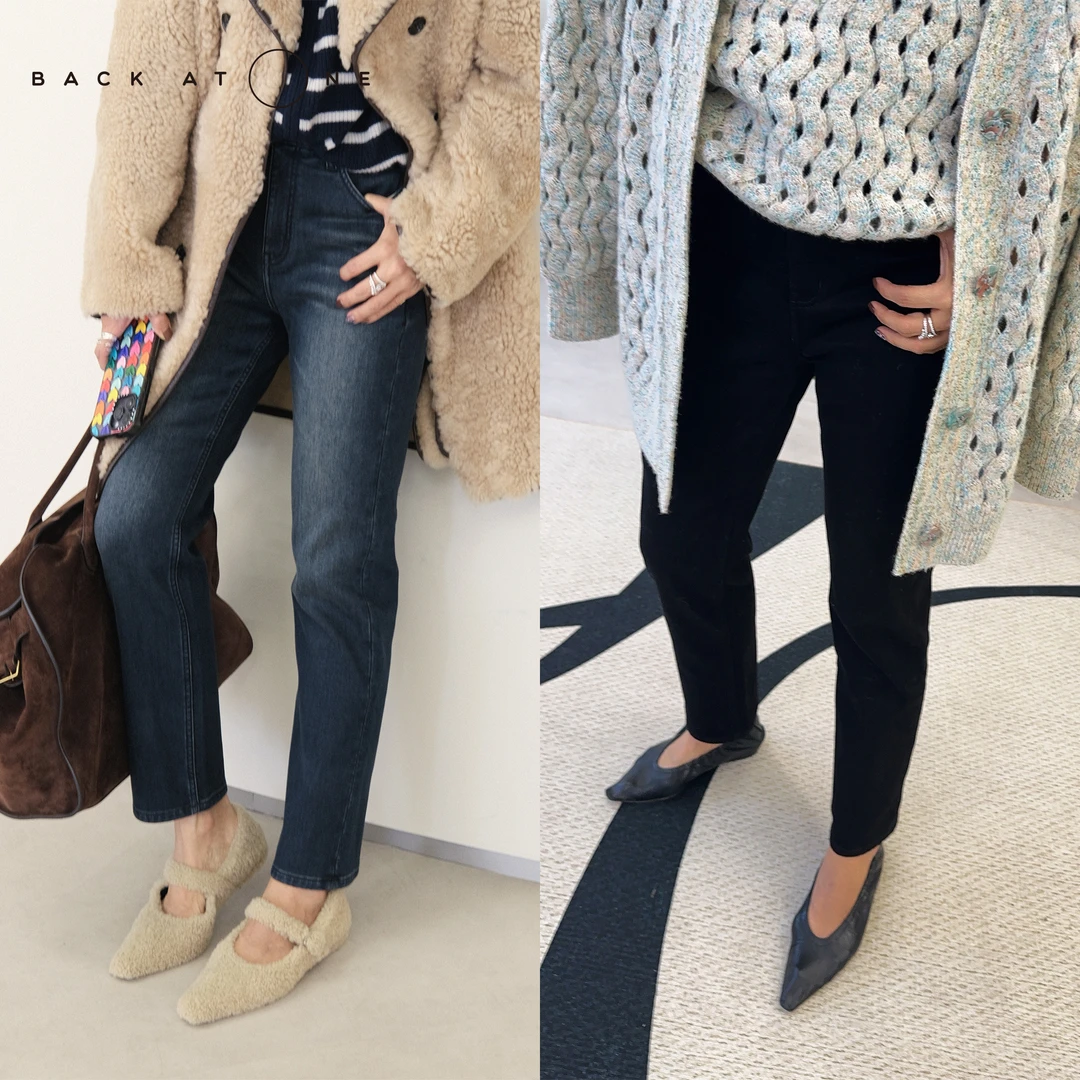 BackAtOne“温暖魔术师”时尚弹力拉绒小直筒铅笔裤 BDF-2DI104B-K