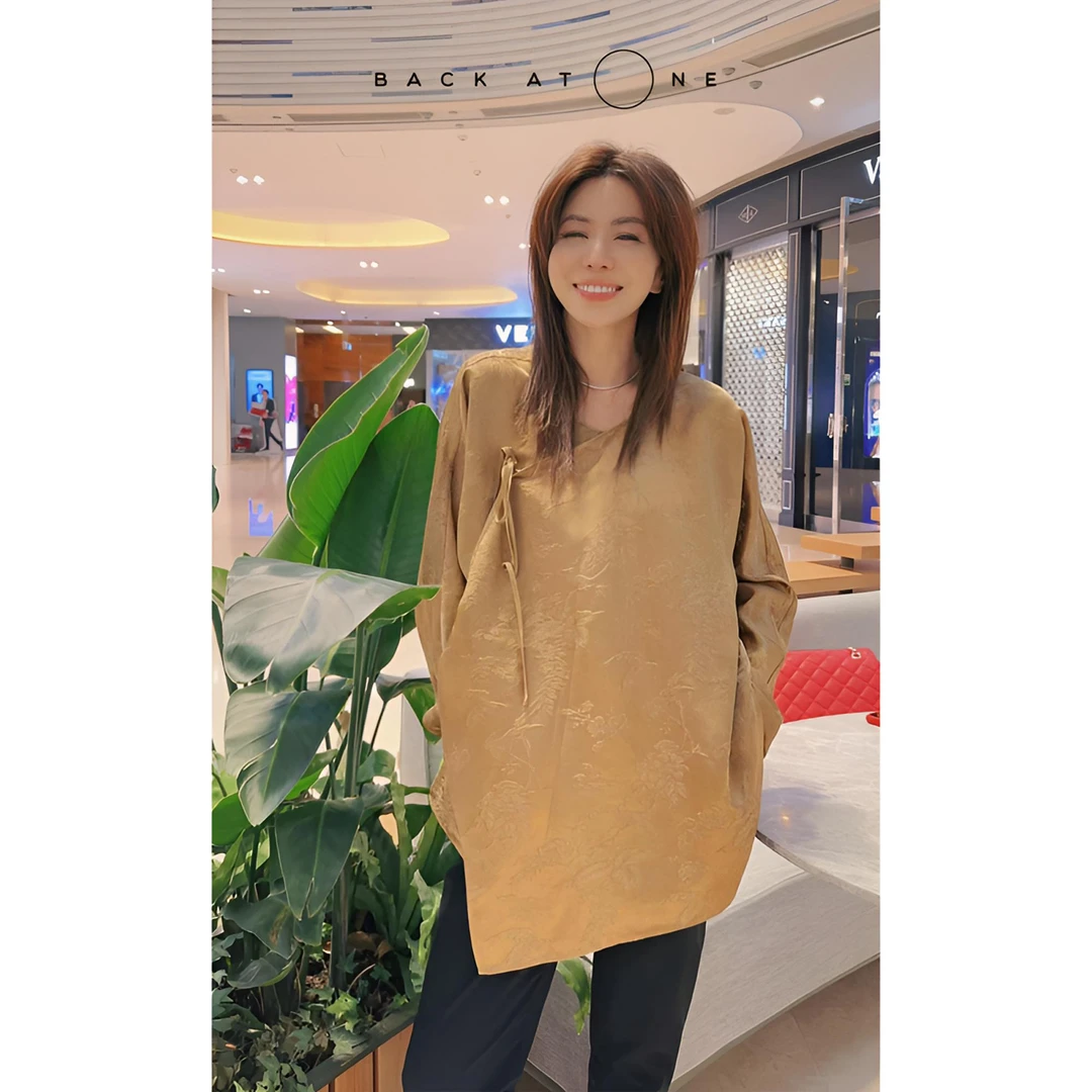 BackAtOne "金盏报喜"新中式立体提花斜襟系带上衣 BES-1BB080C-K