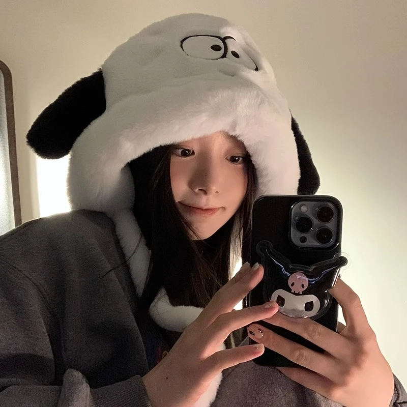 可爱俏皮小狗狗毛绒帽子女生冬季显脸小骑车保暖护耳送闺蜜网红帽