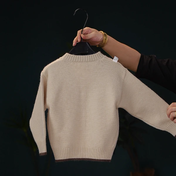 儿童秋季毛衣女童上衣外穿百搭小开衫洋气短款宝宝秋冬米色长袖