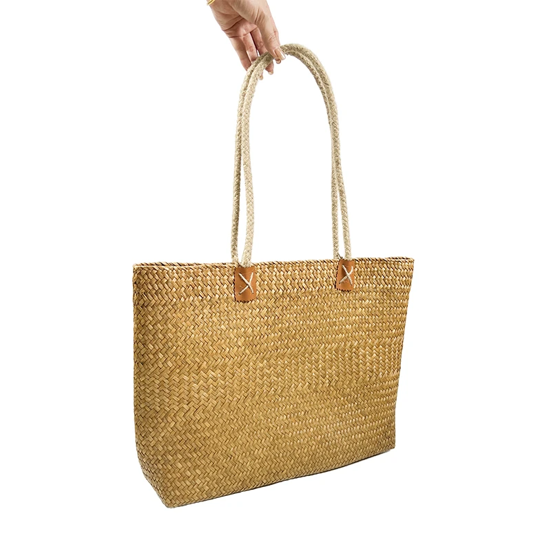 田园纯手工草编织包包休闲女包手提单肩麻绳简约时尚沙滩大容量包