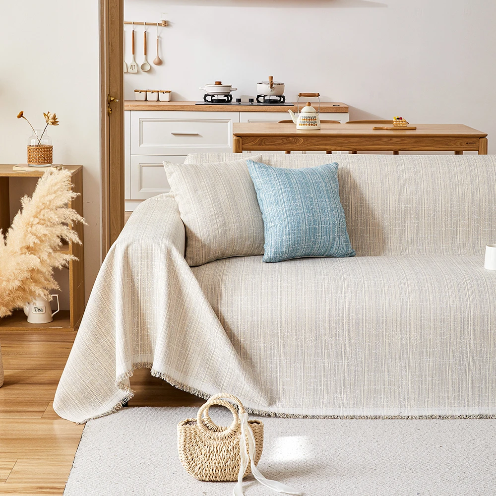 2025年新款简约棉麻沙发巾盖布防尘四季通用纯色沙发套罩百搭盖毯