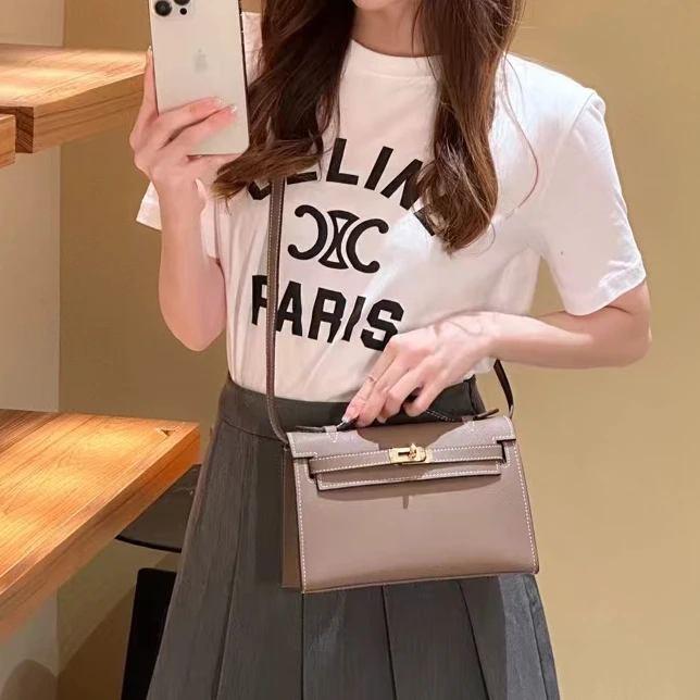 高级感大象灰一代凯手掌纹牛皮包包单肩斜挎腋下包（DP030一代）