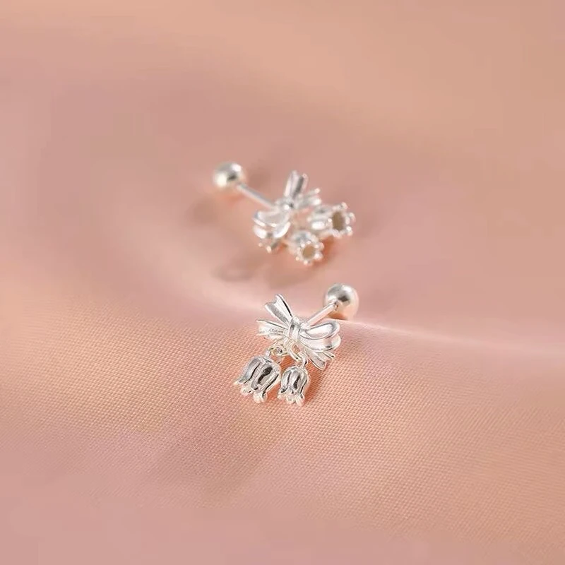 在逃公主蝴蝶结耳钉女2025款洋气小众铃兰花耳坠耳饰