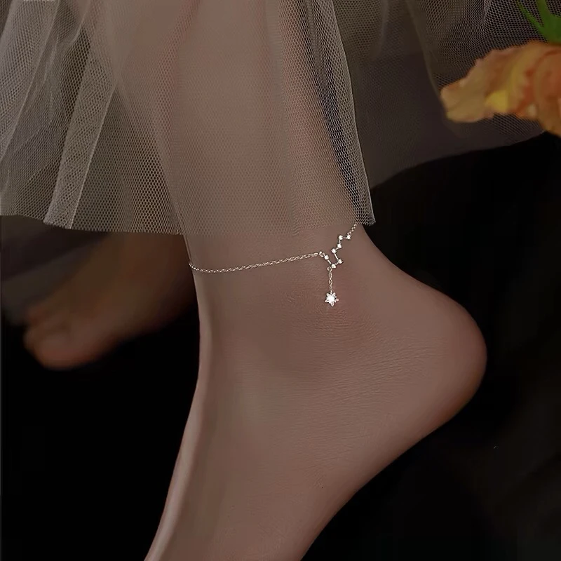 北斗七星脚链2025款潮高级精致森系小众设计银镀脚饰