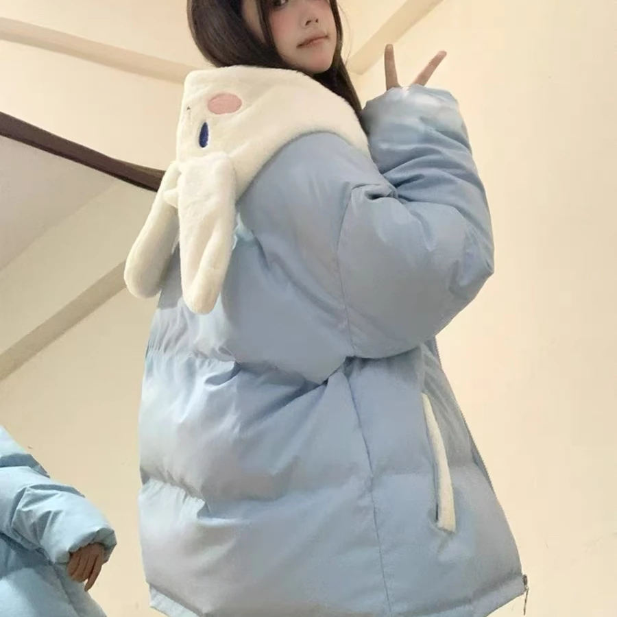 大耳狗图案可双面穿加绒加厚棉袄帽子可脱（多花型）