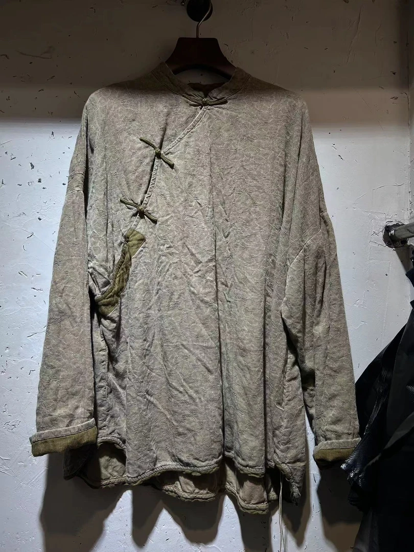 衣路走来秋季双层立领斜襟盘扣套头短款女士上衣长袖休闲新中式