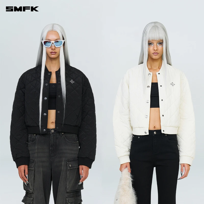 SMFK罗盘徽章复古棒球棉服 CG007B1 冬季户外宽松刺绣运动保暖服