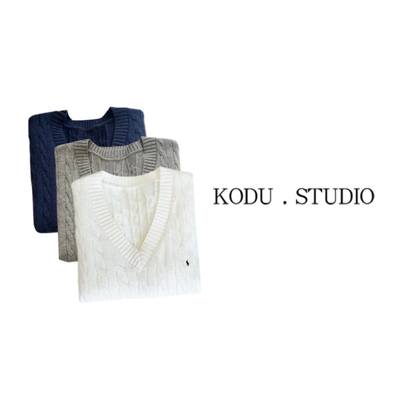 QI【刻度KODU】FD-4686秋季新款时尚百搭显瘦V领保暖扭花毛衣小马甲