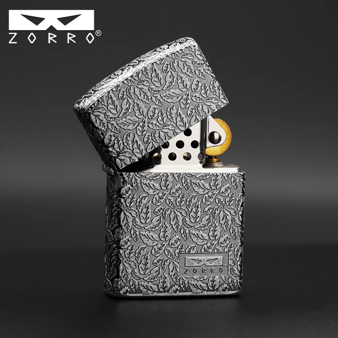 ZORRO佐罗防风煤油打火机二代叶子古银滚花Z2定位珠男士创意礼物