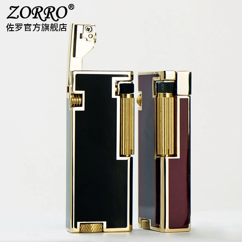 ZORRO佐罗煤油打火机侧滑弹跳黑树脂红树脂Z666异形送男友父亲