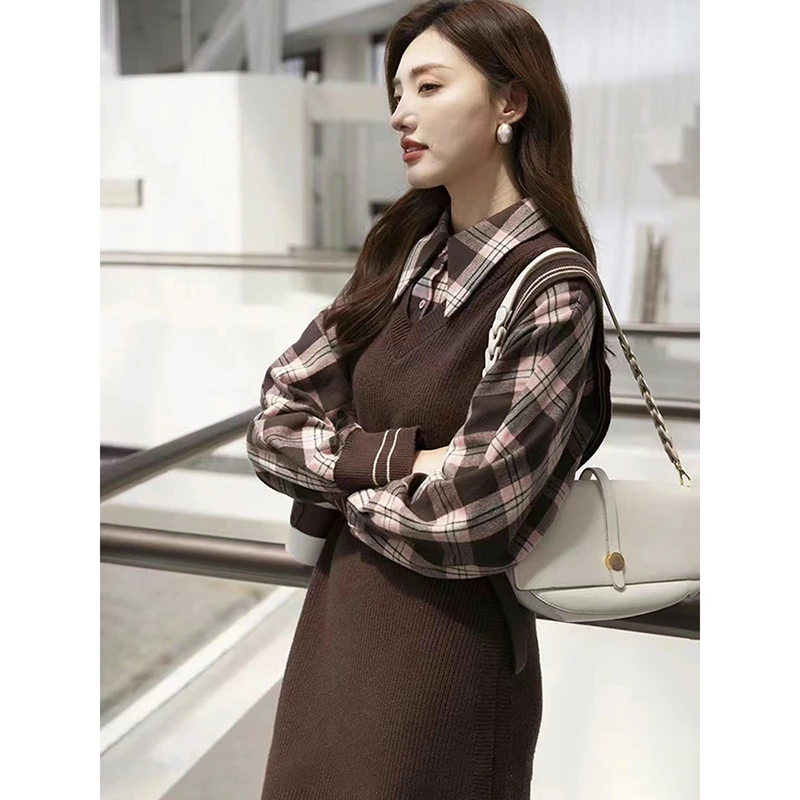 39324【H系列】假两件针织连衣裙352SL9193