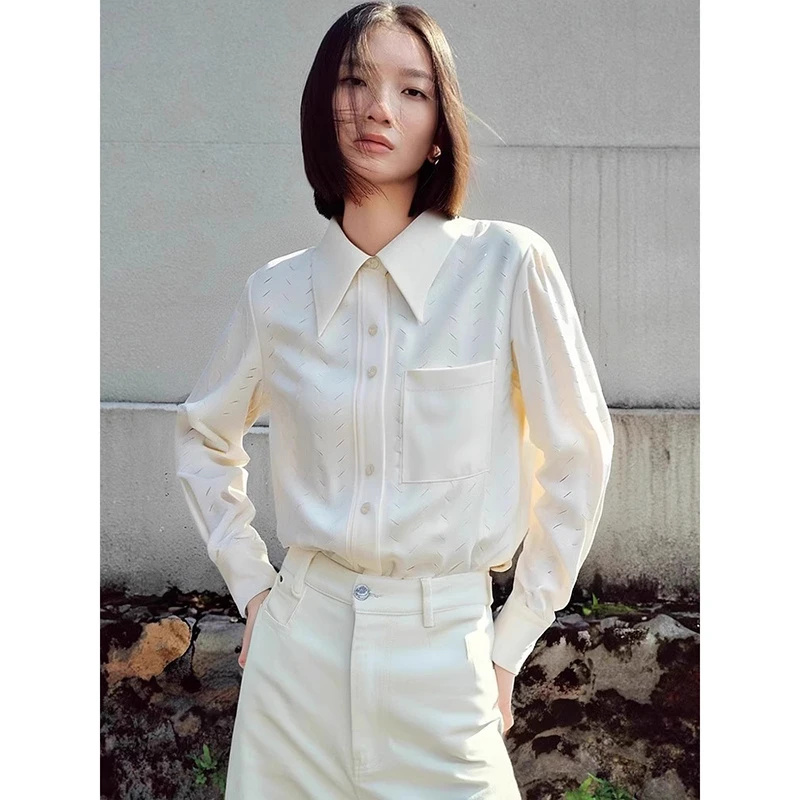 38301【依目系列】镂空时尚气质慵懒衬衫1J111101D