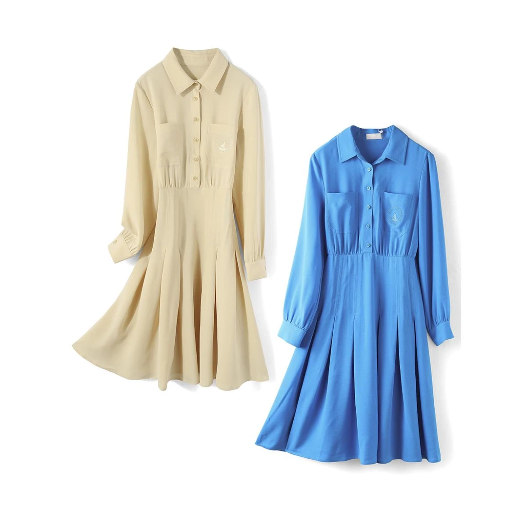 25615【碧K系列】纯色优雅收腰显瘦连衣裙HA3367