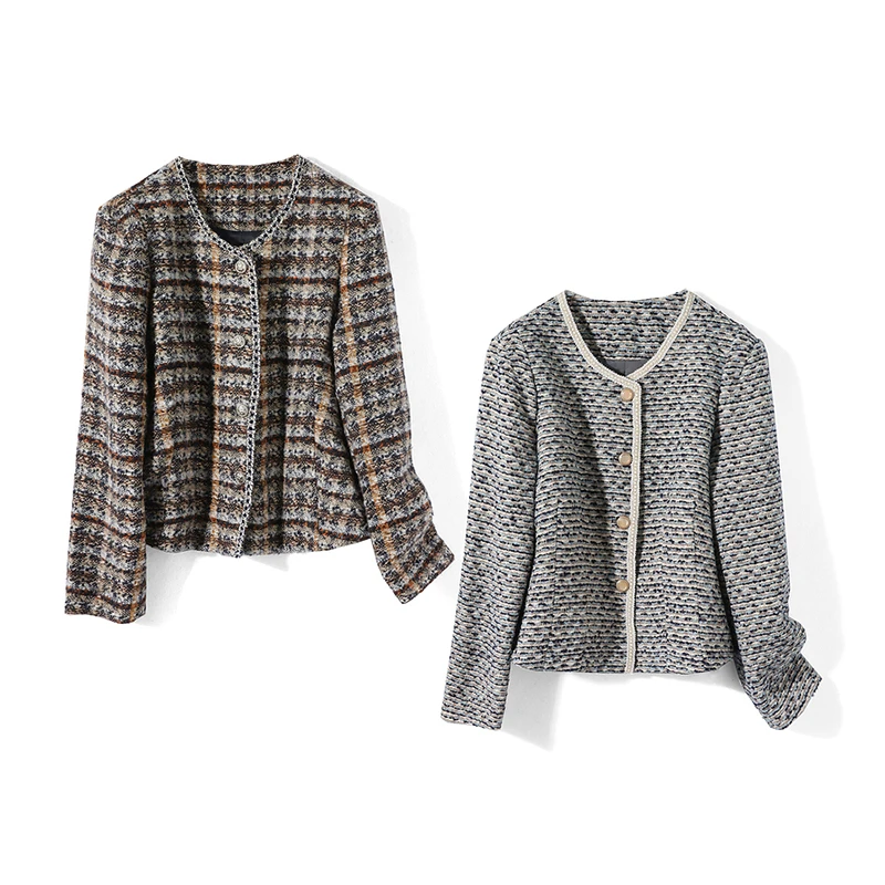 34897【卡系列】时尚感粗花呢外套C315A980