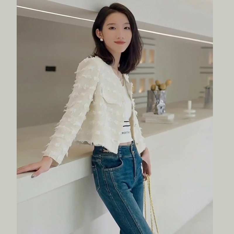 32145【依系列】小个子白色气质外套3I314876D