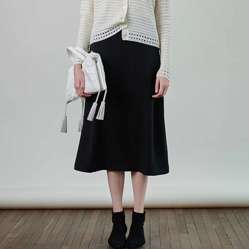 38821【碧K系列】黑色气质轻熟半身裙LA6251