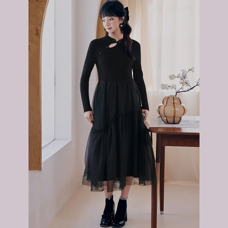 40921【LI系列】针织网纱连衣裙12TD3720L