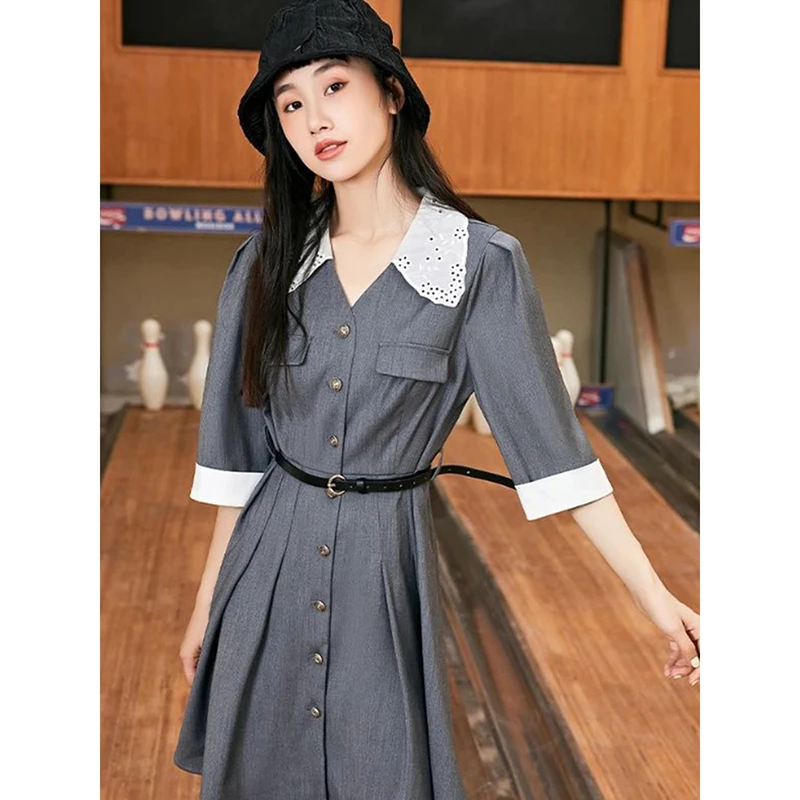 34065【觅系列】娃娃领宽松显瘦连衣裙33MX016A187