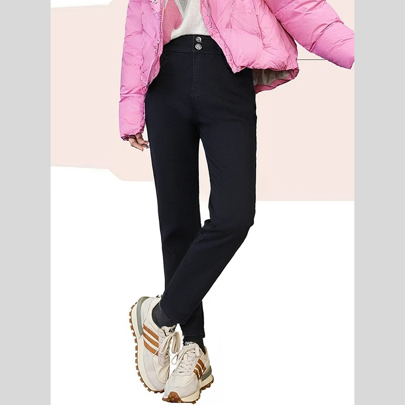 39125【觅系列】高腰加绒牛仔裤35MX309C319