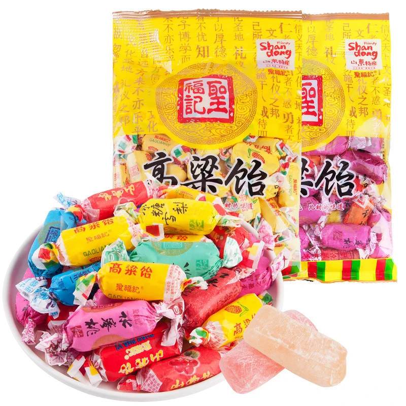 圣福记高粱饴软糖500g散装喜糖批发山东特产拉丝水果糖怀旧小零食