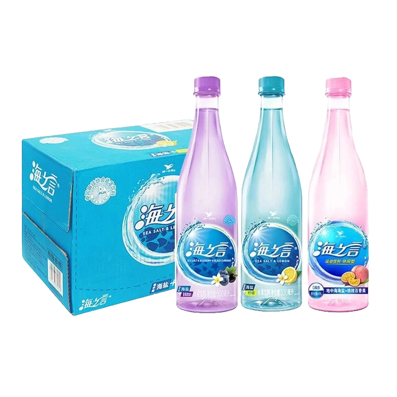 海之言电解质运动能量饮料海盐柠檬味百香果味500ml*5瓶批发k