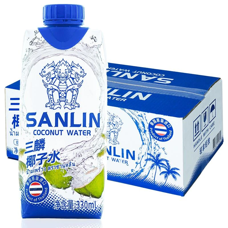 【新日期】泰国三麟天然椰子水NFC果汁含电解质饮料330ml*6瓶yb