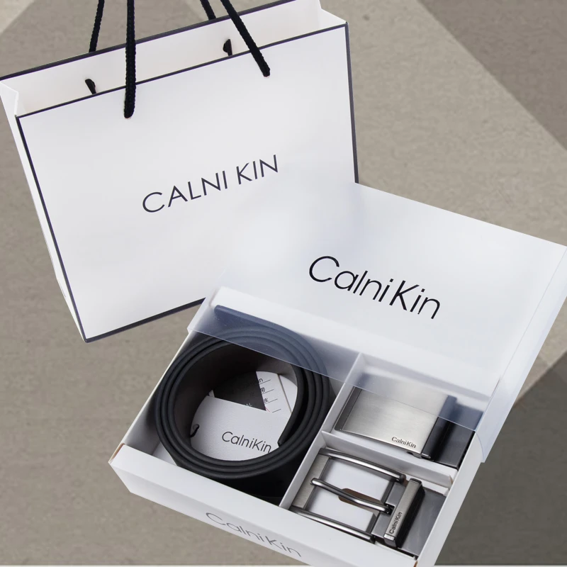 CALNIKIN男士皮带牛皮真皮腰带商务牛仔裤年轻人双面裤带时尚高档