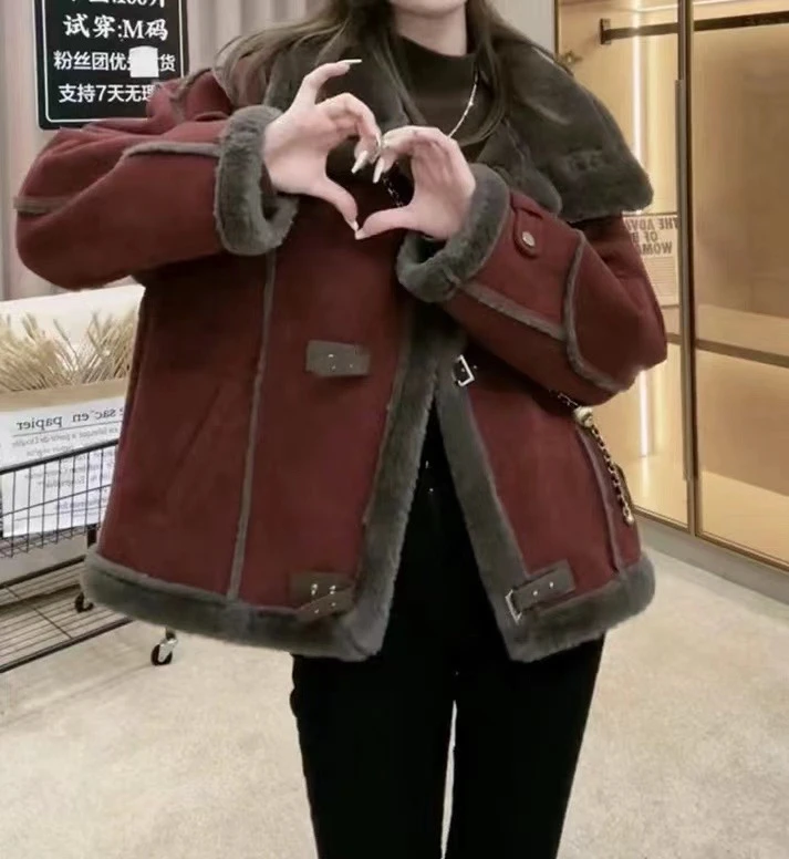 【悠悠专属】设计师款美拉德色系酒红色厚外套