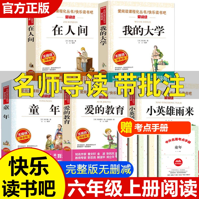 童年爱的教育小英雄雨来六年级上册必读的课外书 在人间 我的大学